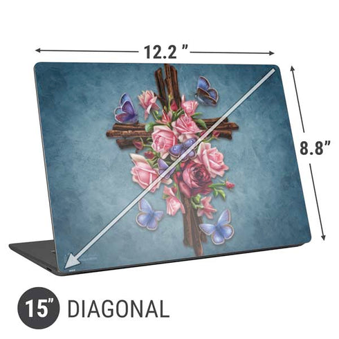 Brigid Ashwood Flower Cross Universal Laptop 15in (12.2 x 8.8in) Skin